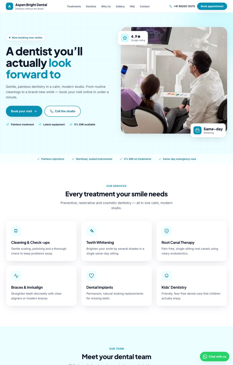 Live preview of a dental clinic website